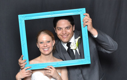 Bride and groom framed